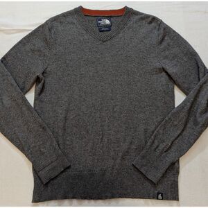 The North Face V-Neck Sweater Gray Men’s Small Cotton Wool Blend